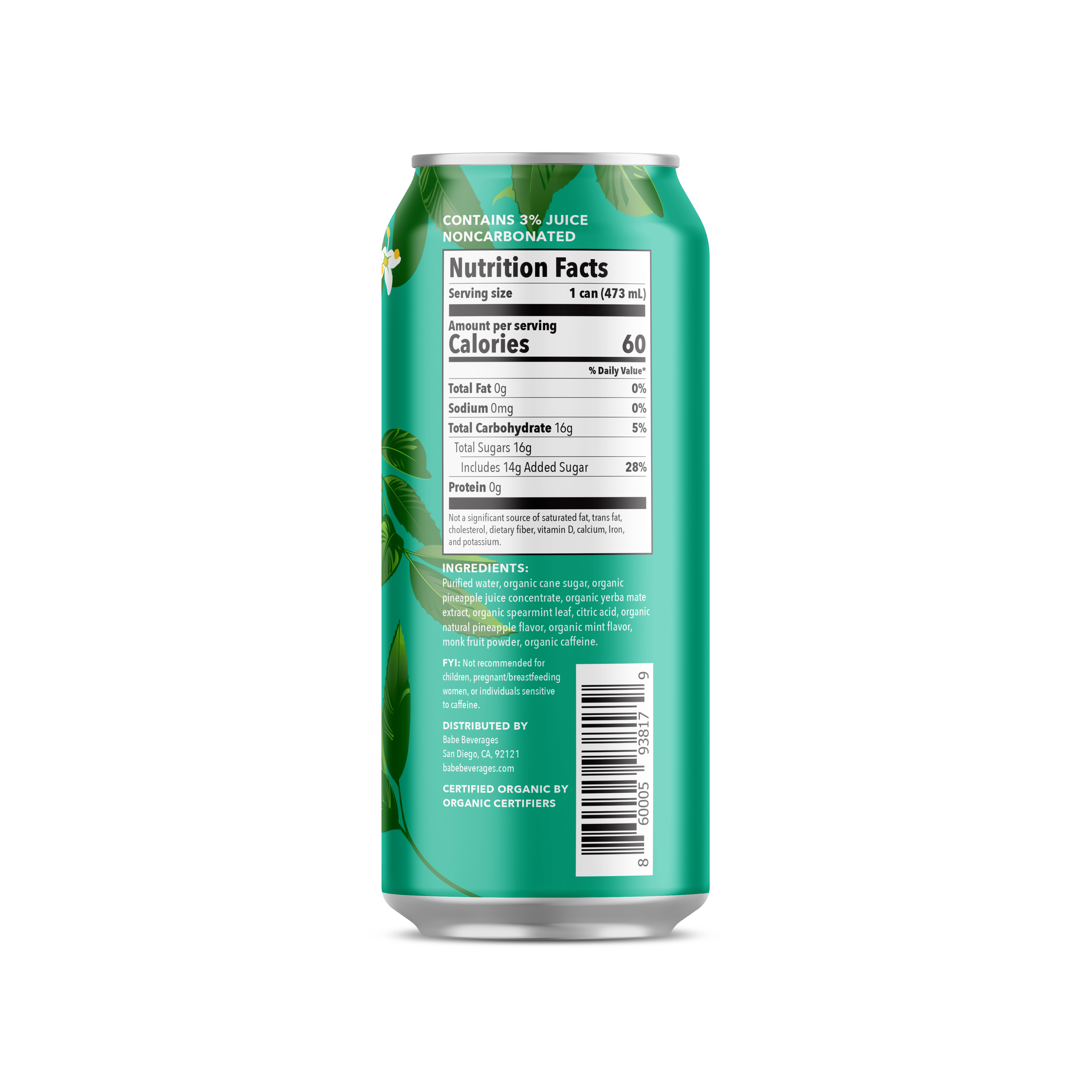 Pineapple Mint Yerba Mate Tea - 12 Pack