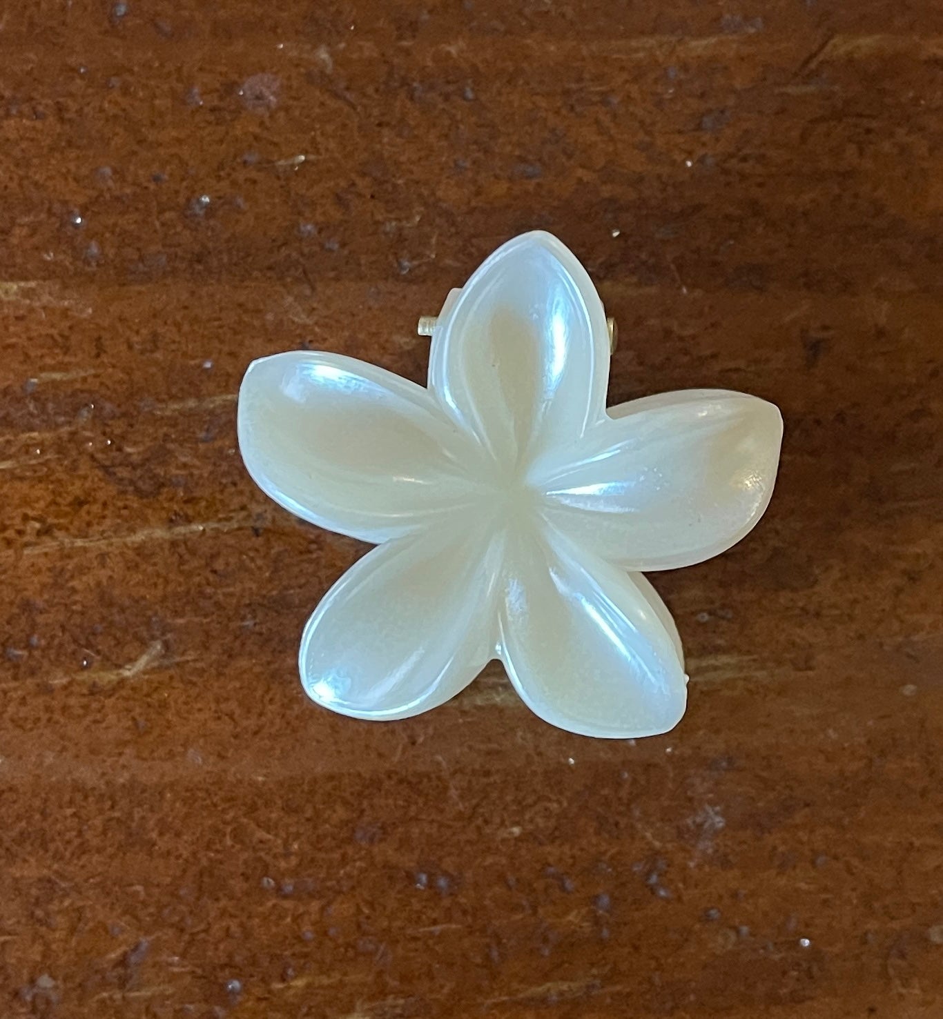 Pearly White Plumeria Claw Clip