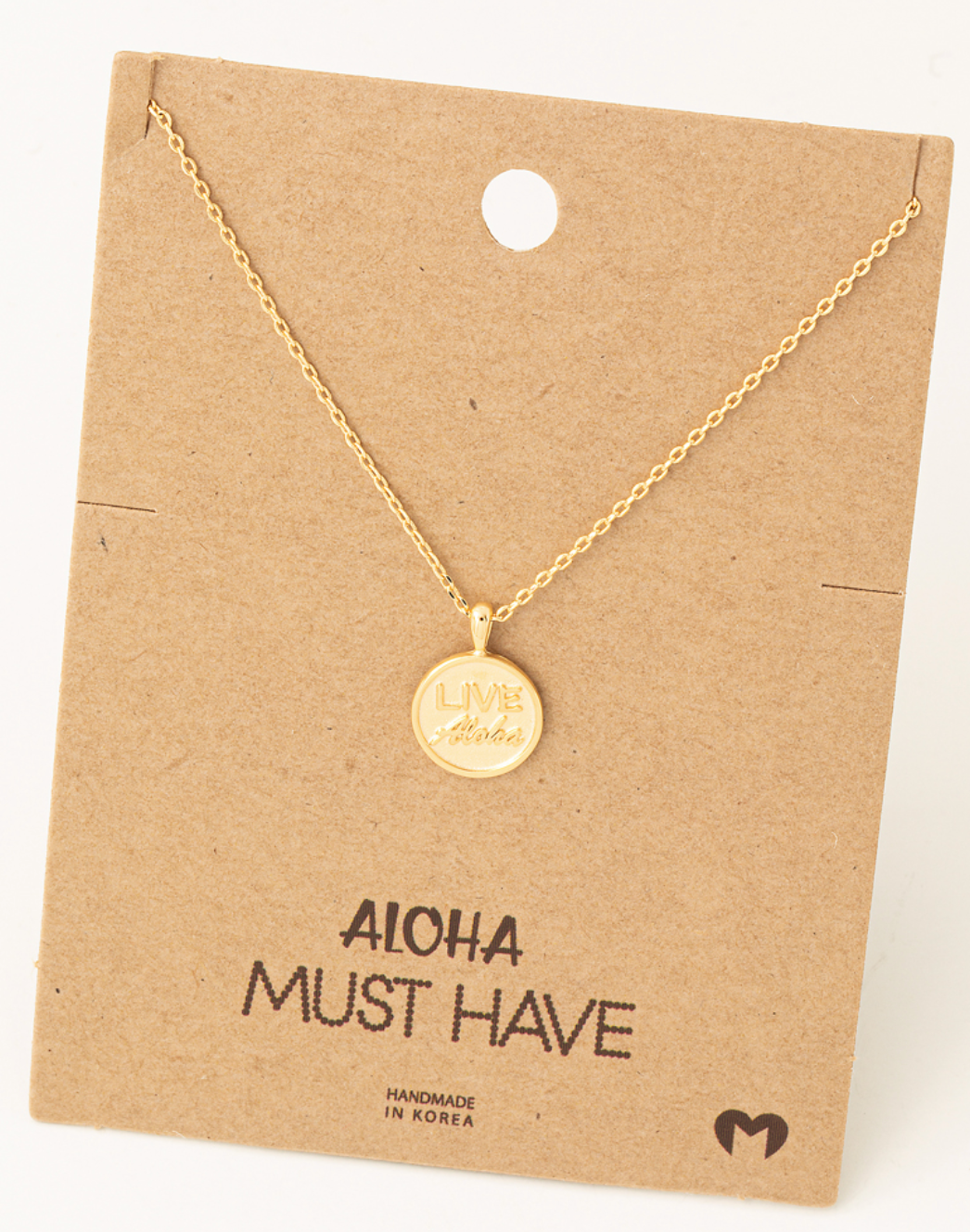 "Live Aloha" embellished Gold Necklace