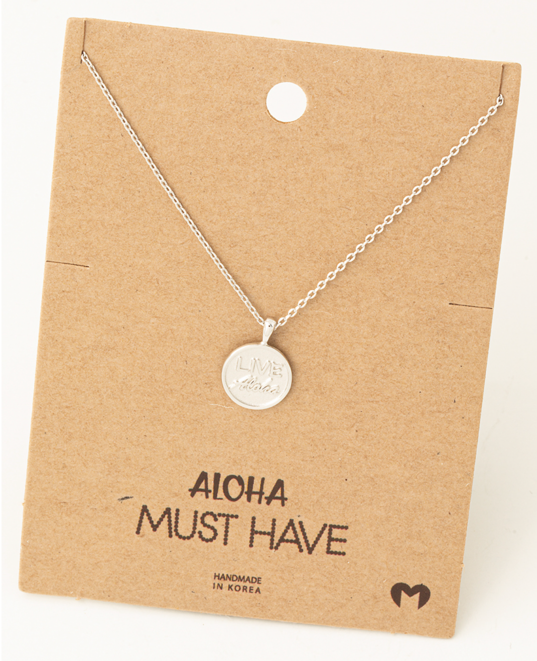 "Live Aloha" embellished Silver Necklace