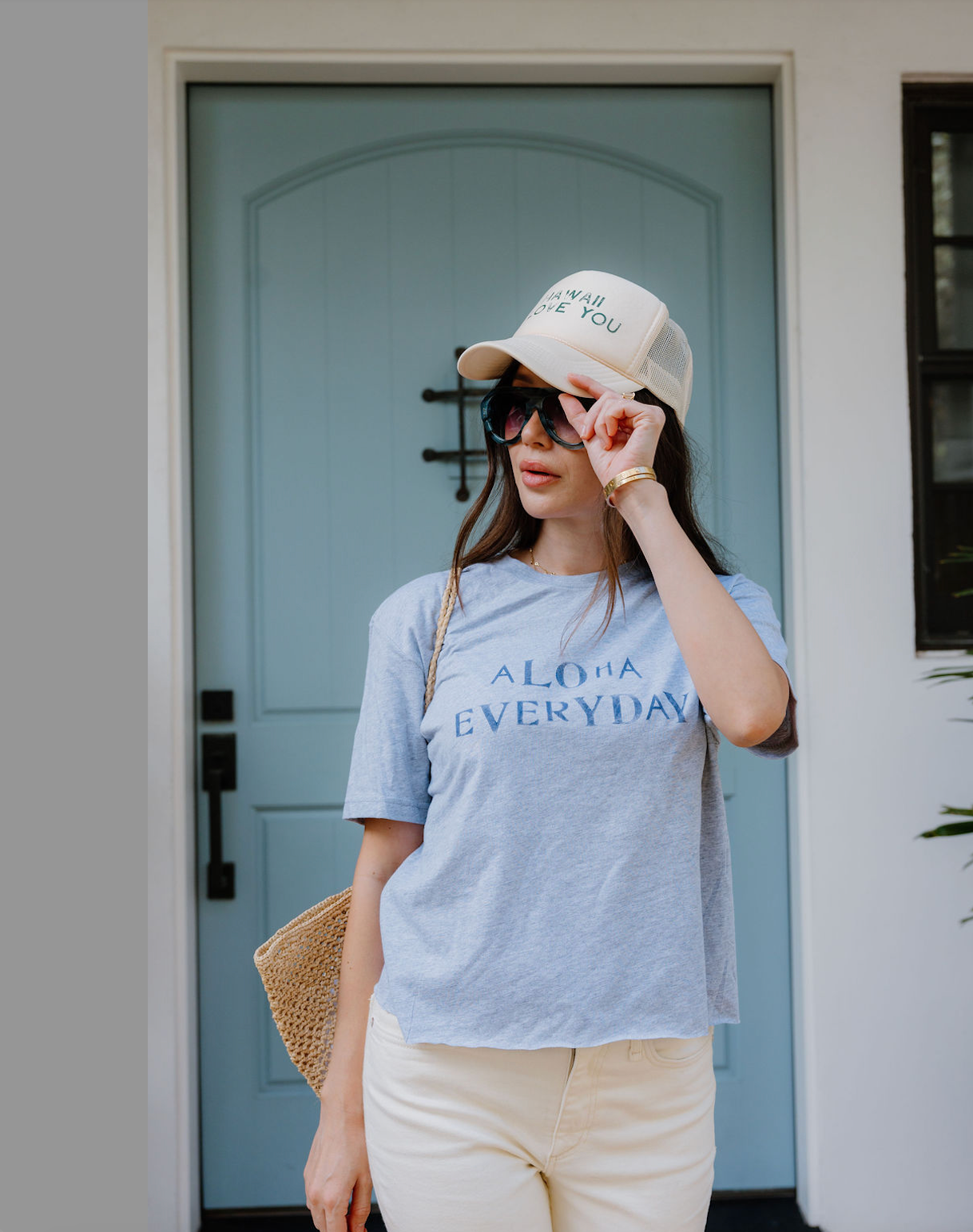 Womens Aloha Everyday Stamped T-Shirt - H.Grey