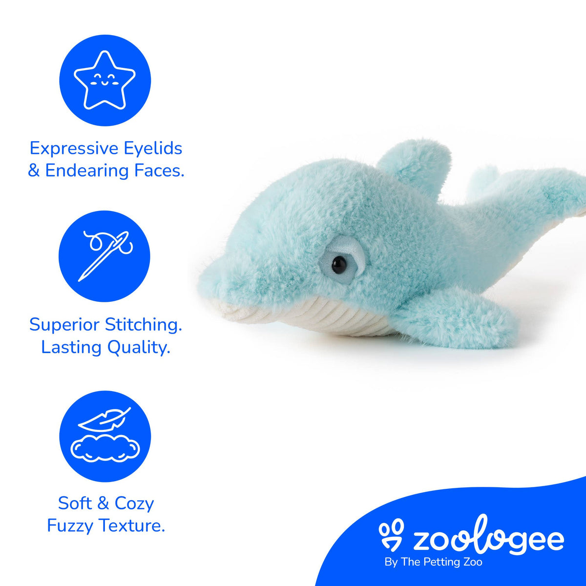 19" (48cm) Fuzzlez Dolphin Light Blue