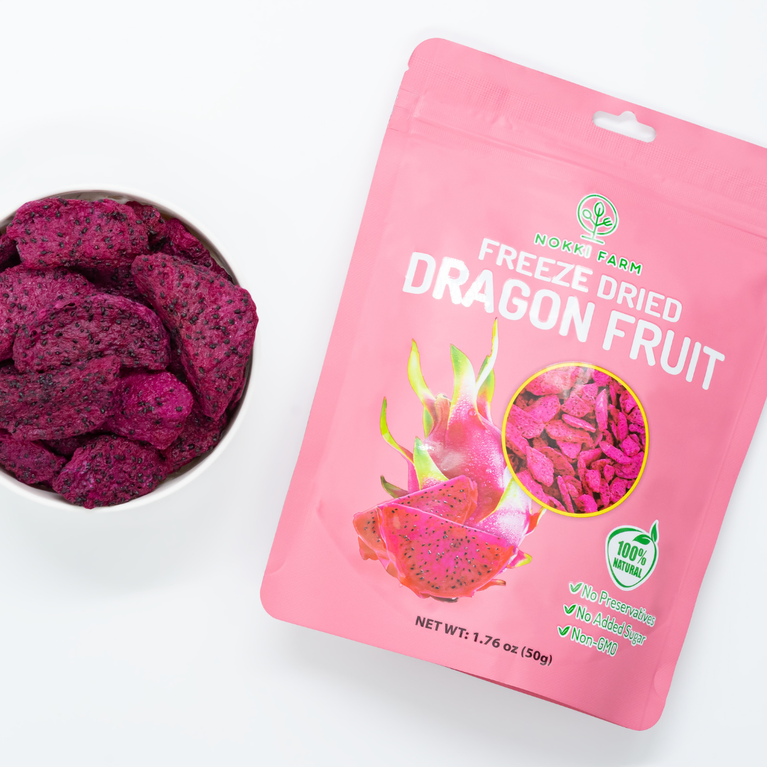 NOKKI FARM Freeze Dried Dragon Fruit Crisps - No Added Sugar