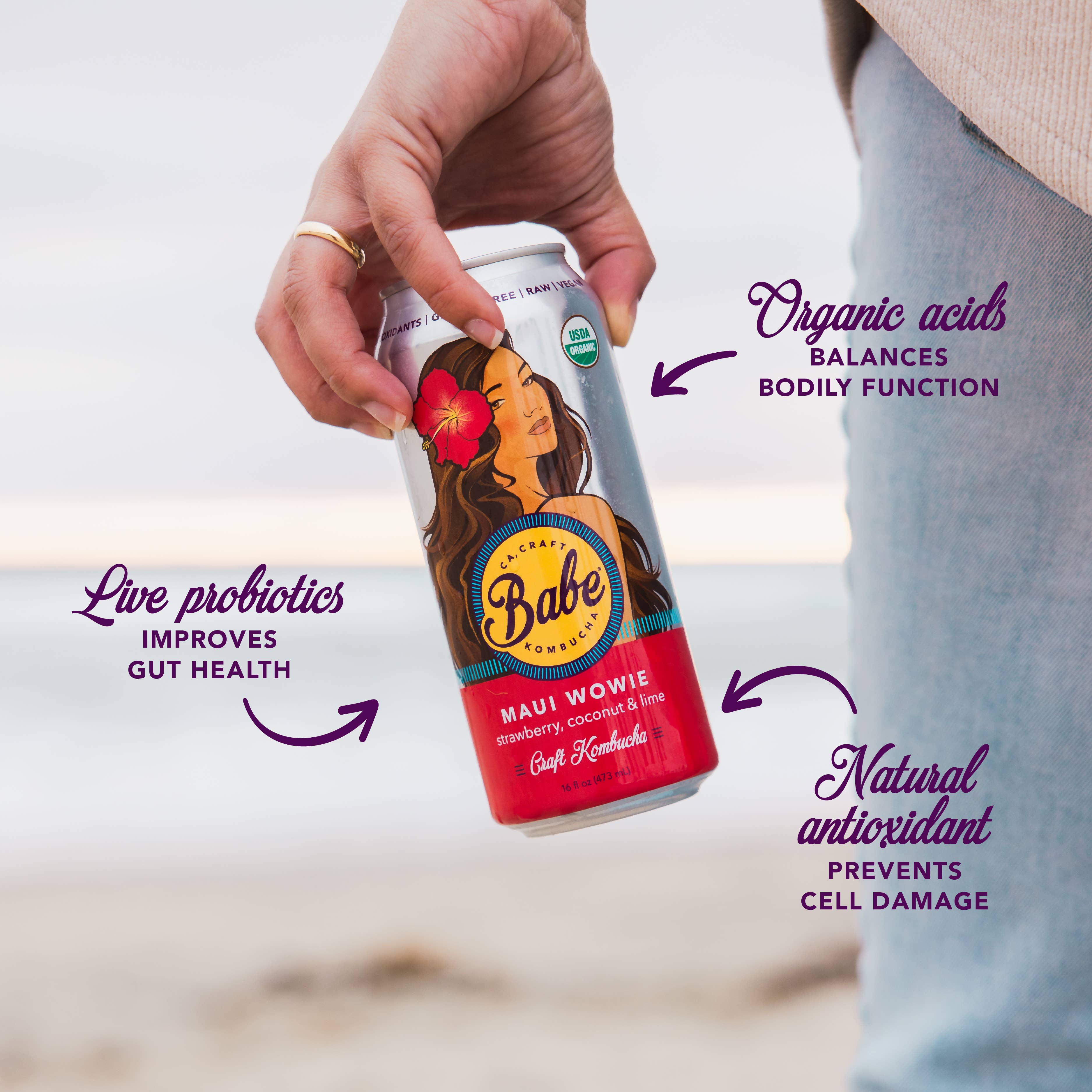 Maui Wowie Kombucha (Strawberry Coconut, Lime)