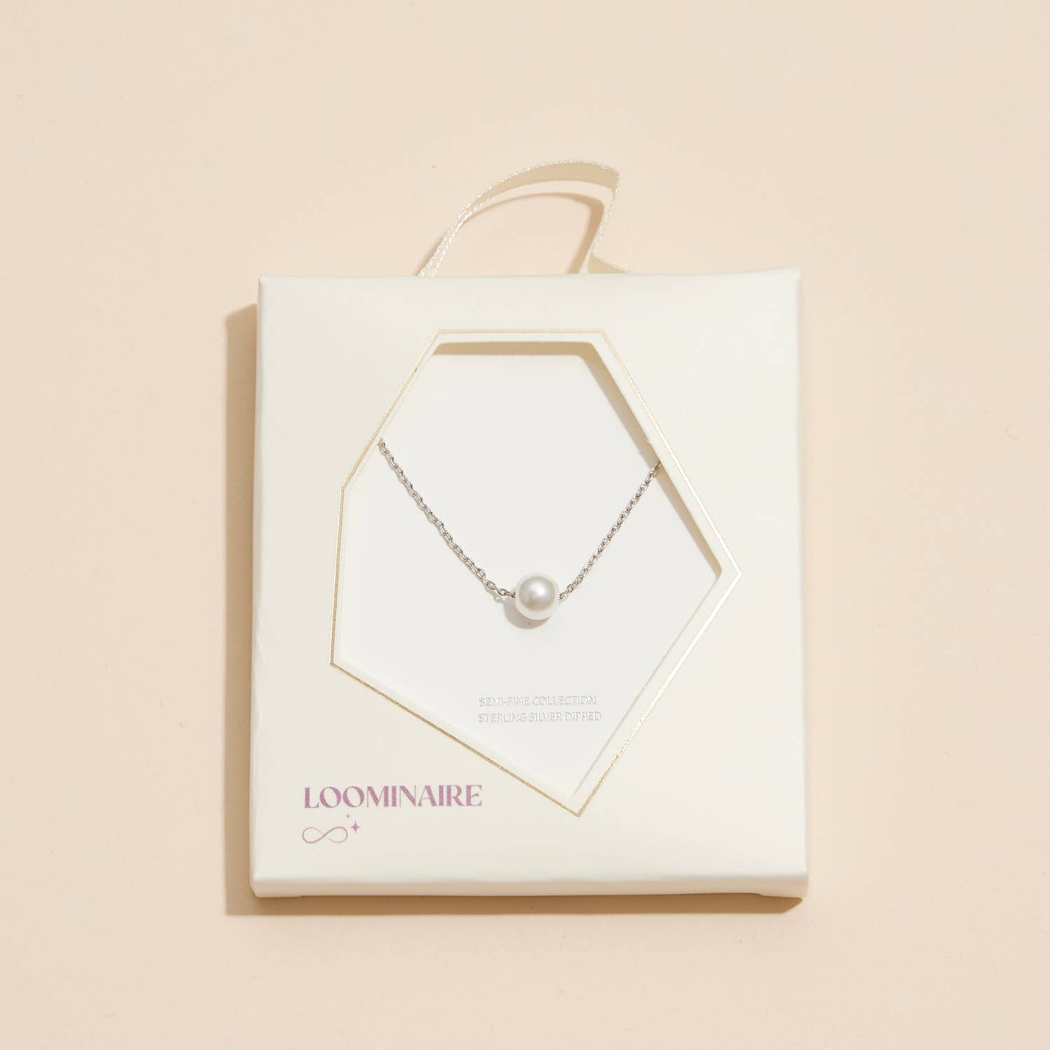 6mm Classic Pearl Charm 18K Gold Dip Necklace