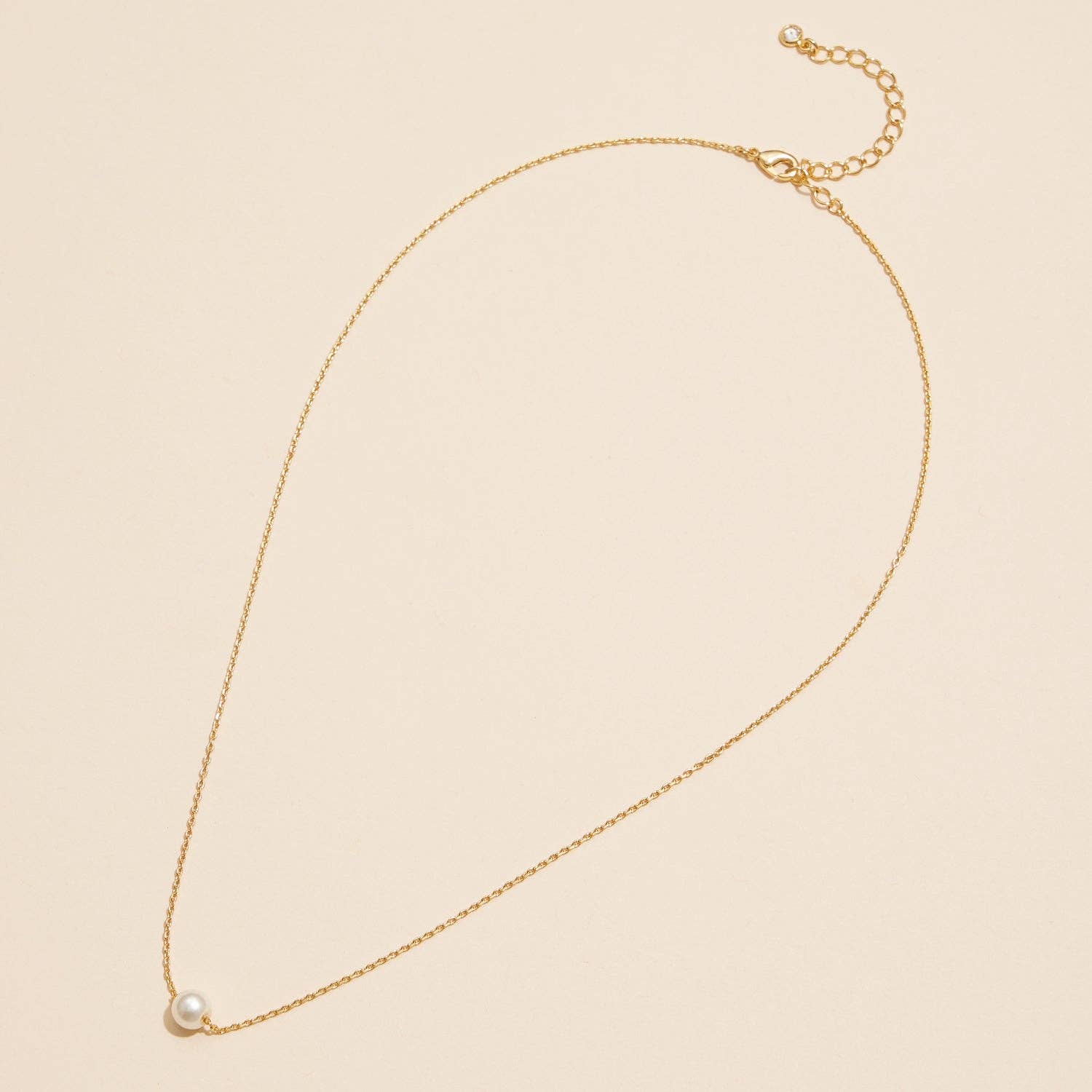 6mm Classic Pearl Charm 18K Gold Dip Necklace