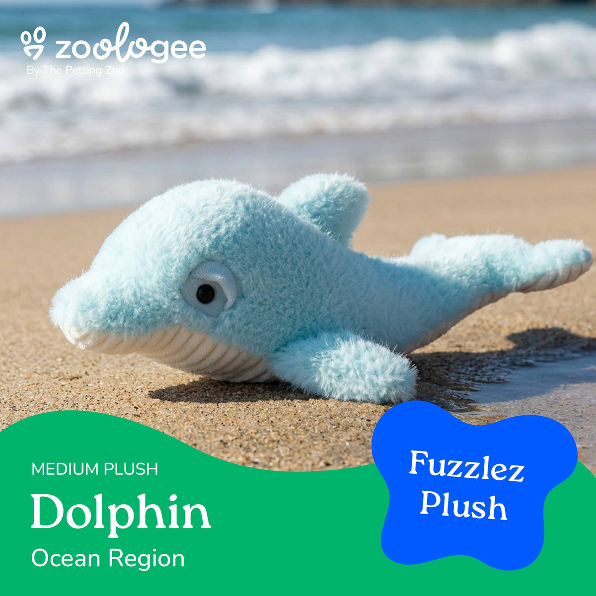 19" (48cm) Fuzzlez Dolphin Light Blue
