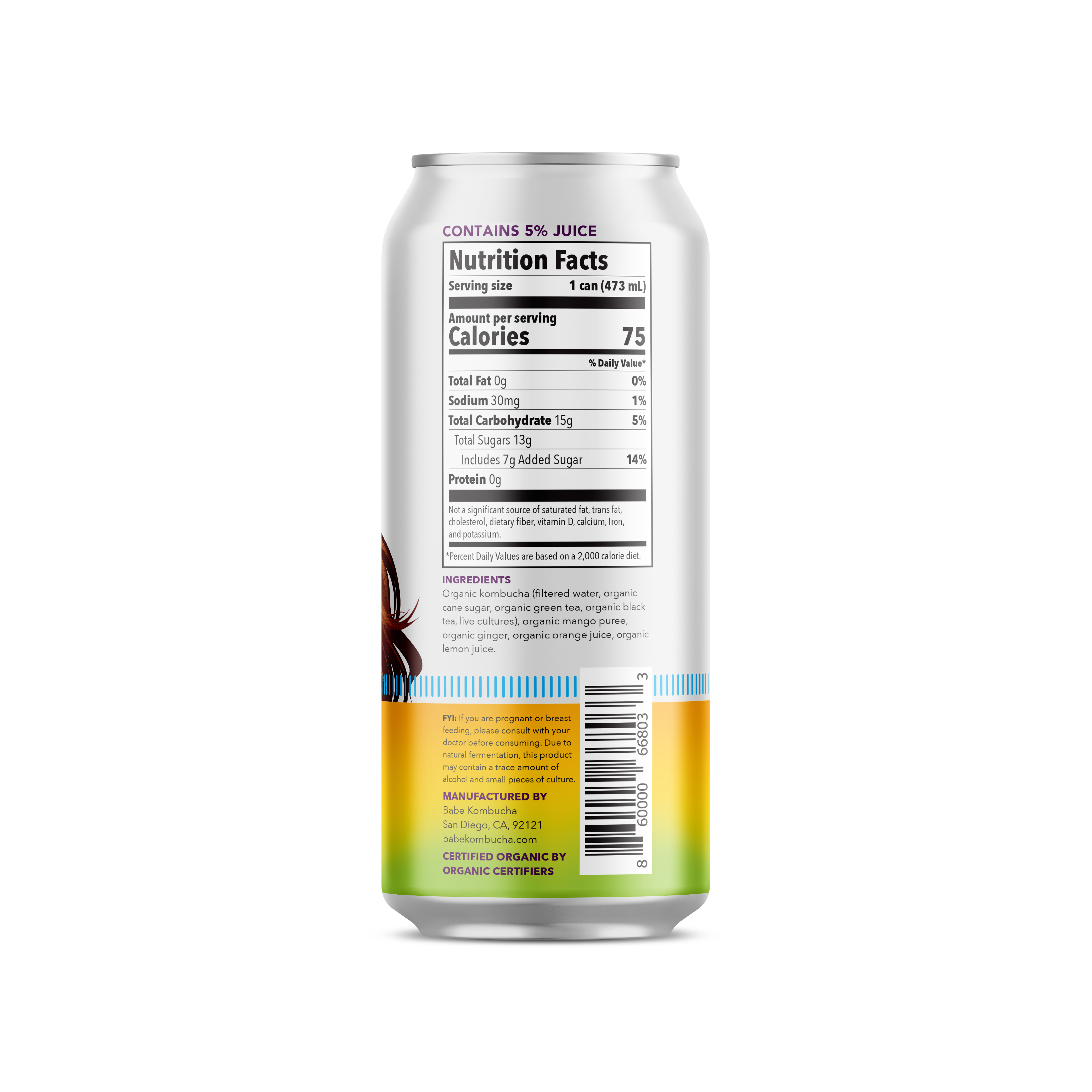 Cali Gold Kombucha (Mango Ginger) - case 12 cans