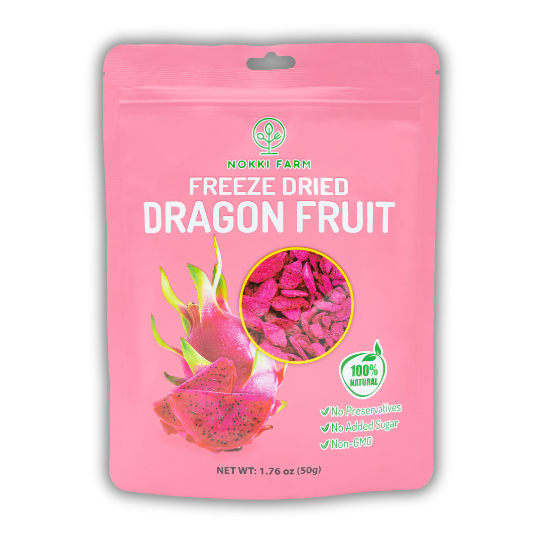 NOKKI FARM Freeze Dried Dragon Fruit Crisps - No Added Sugar
