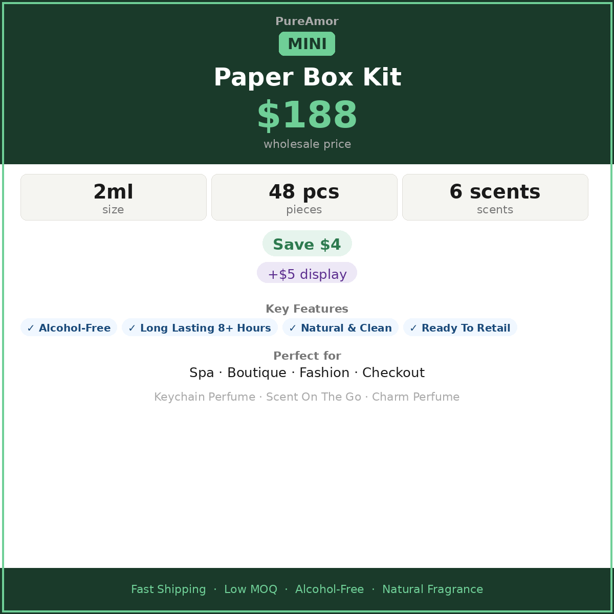 Mini Keychain Perfume Display Kit - 6 Scents | 2ml × 48