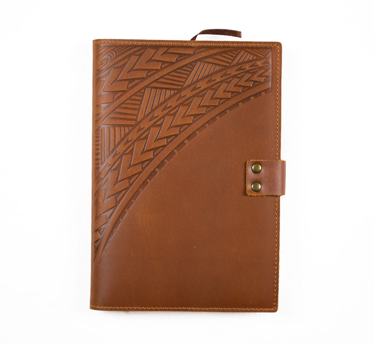 Leather Journal with Wave Engraving