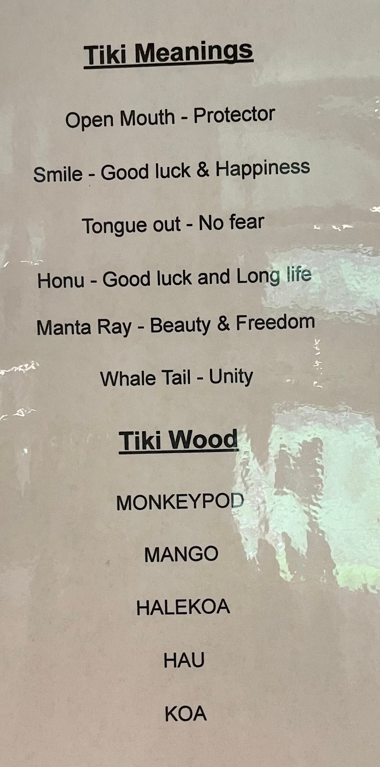 Tiki Meanings List and Wood Types at Aloha Adventure Farms