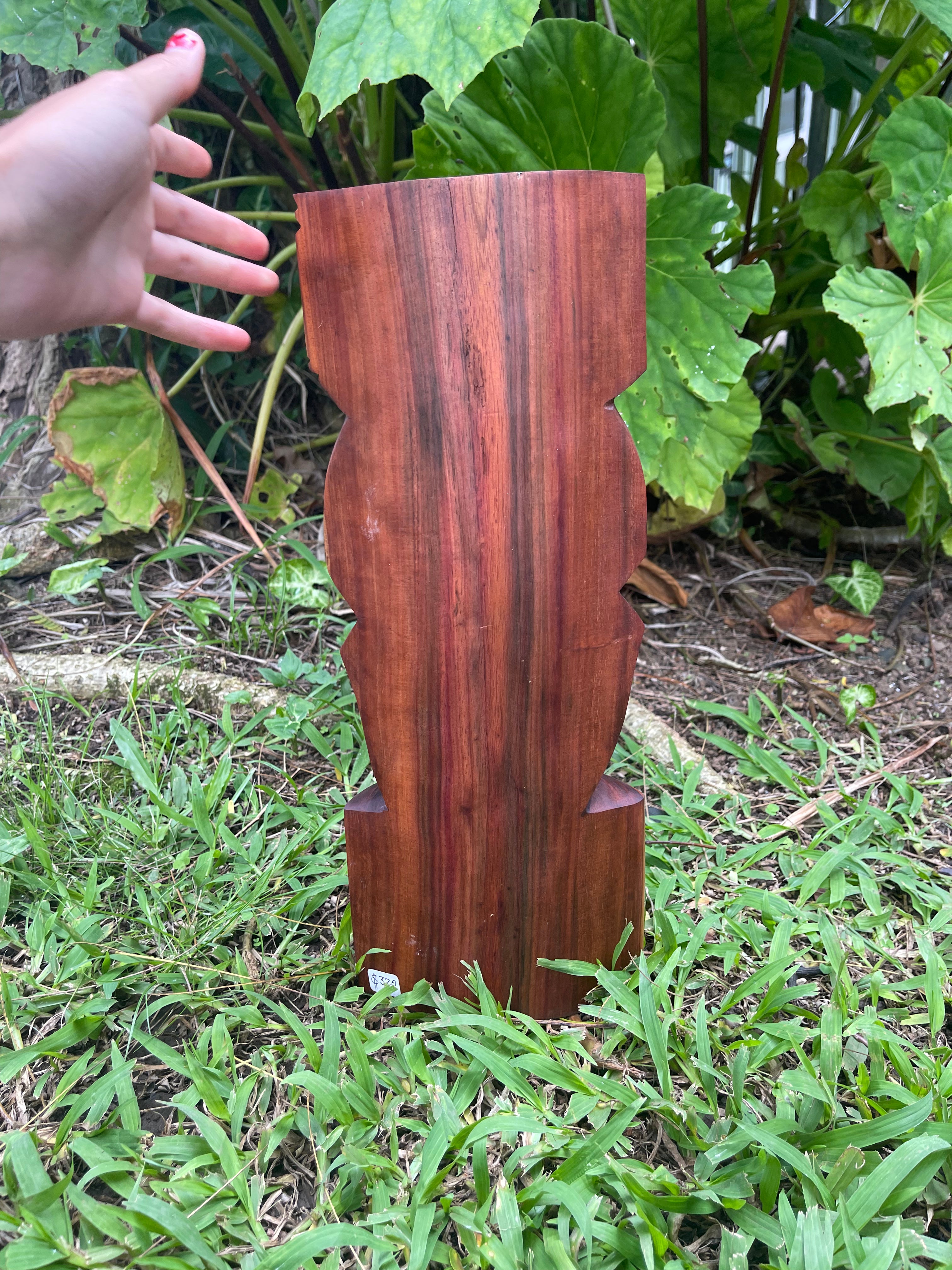 Dark Koa Wood Smiling Tiki - Back View