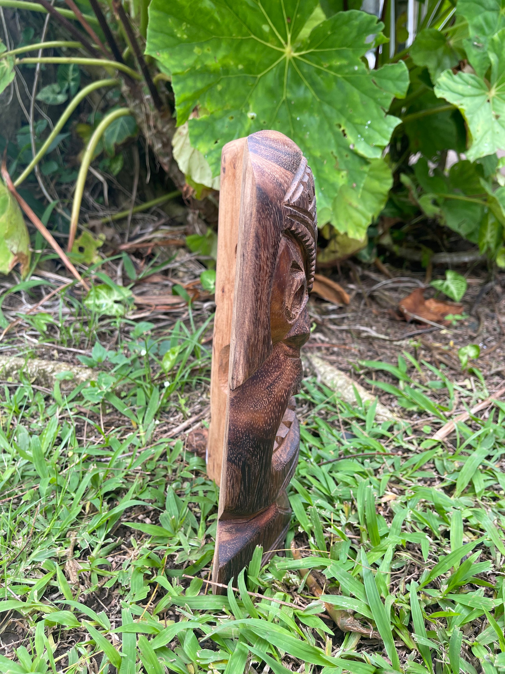 Side View of Hand-carved Protector Tiki