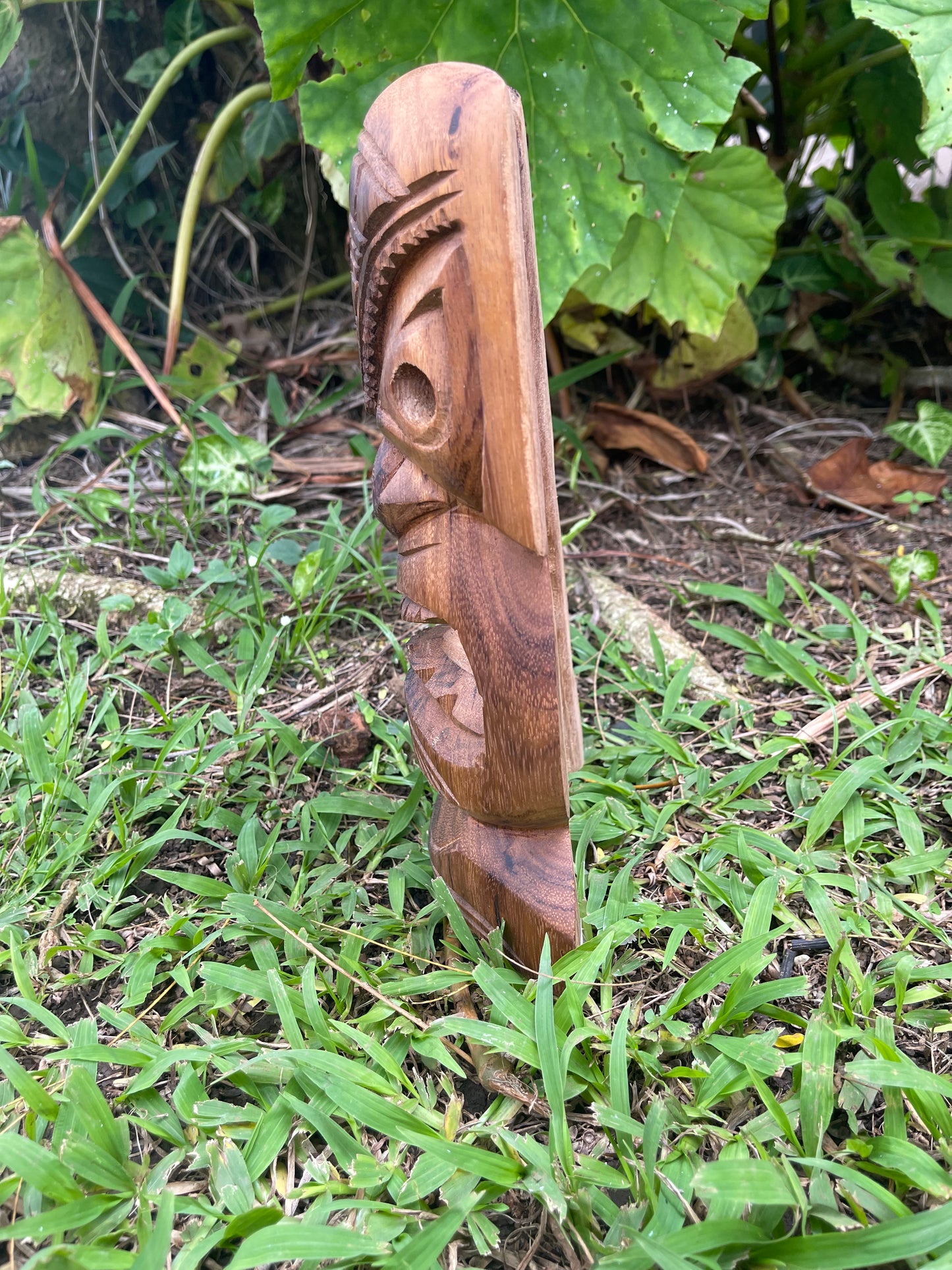 Side View of Hand-carved Protector Tiki