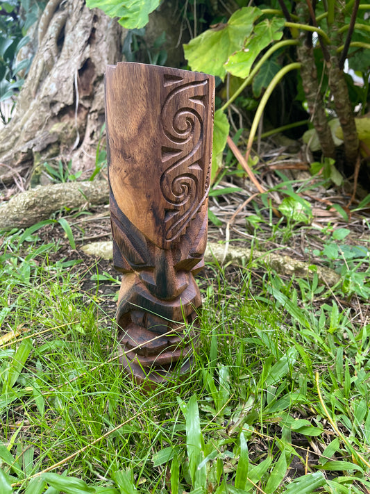 Protector Hand-Carved Tiki with Swirl Embellishments