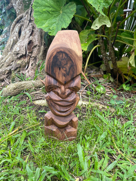 Smiling Hand-Carved Tiki - Aloha Adventure Farms