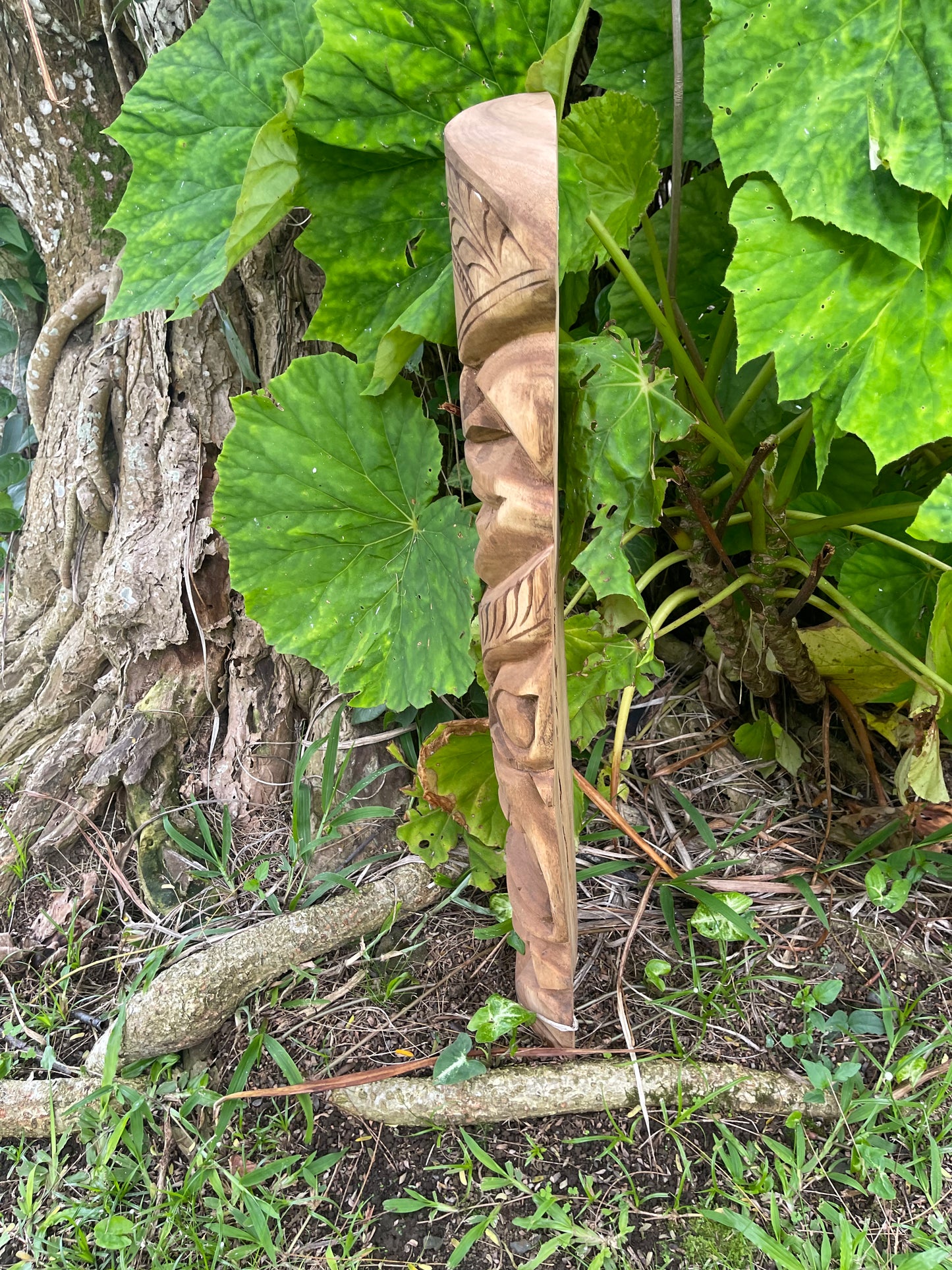 Hand-Carved Protection and Happiness Tiki - Side View