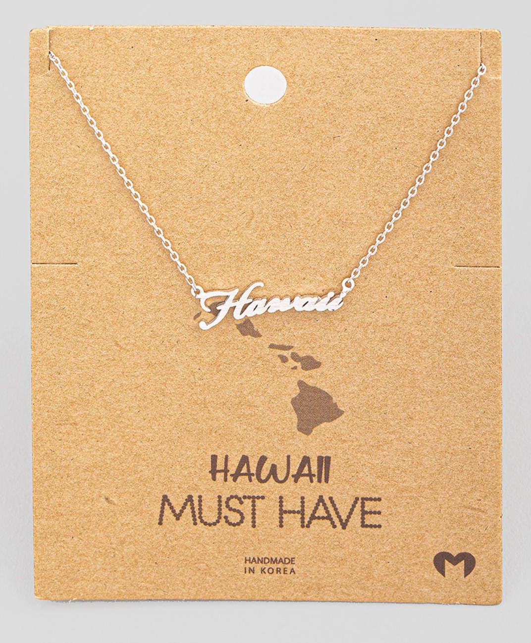 Silver "Hawaii" Cursive Lettering Necklace