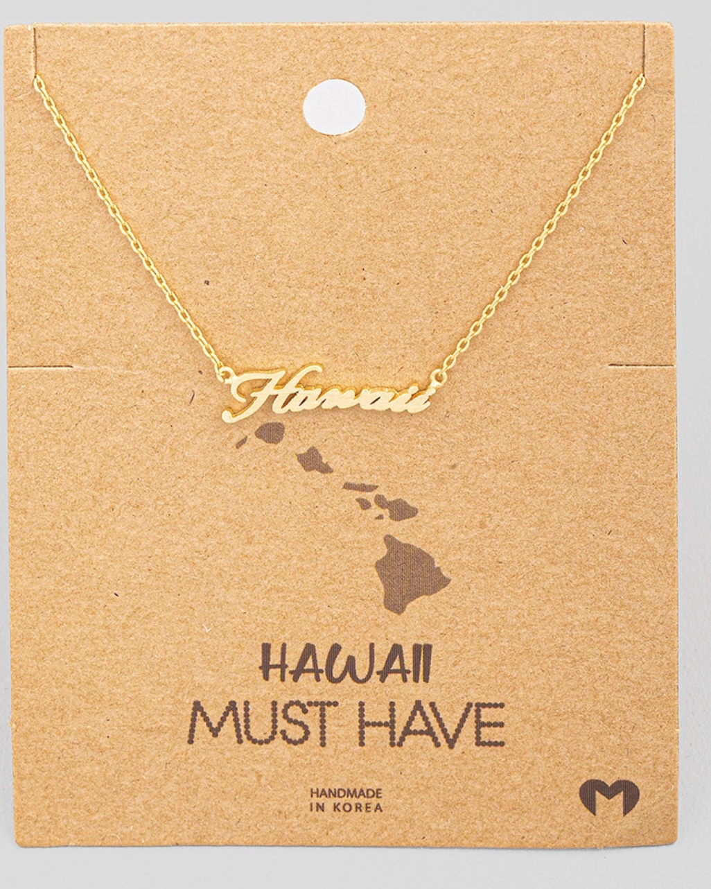 Gold "Hawaii" Cursive Lettering Necklace