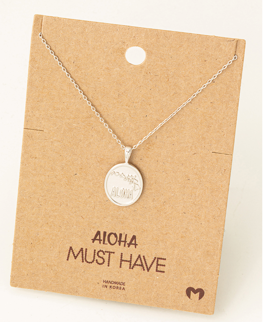 "Aloha" Hawaiian Islands Silver Necklace