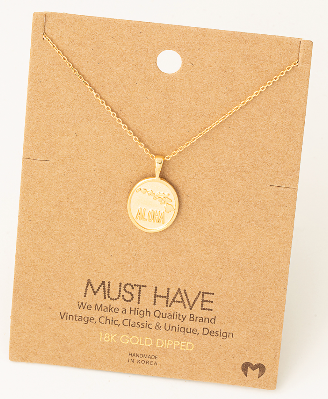 "Aloha" Hawaiian Islands Gold Dipped Necklace