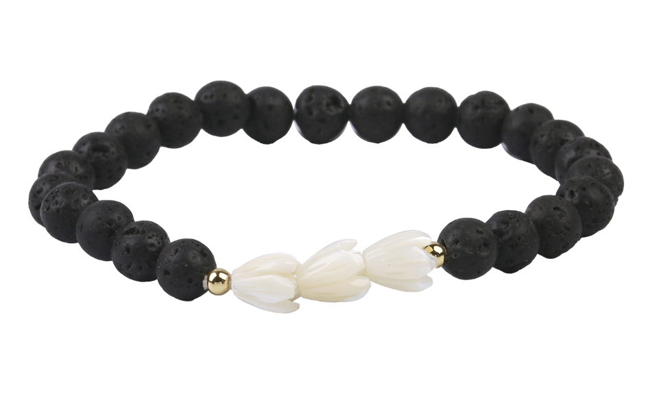 Pikake Lava Rock Bracelet