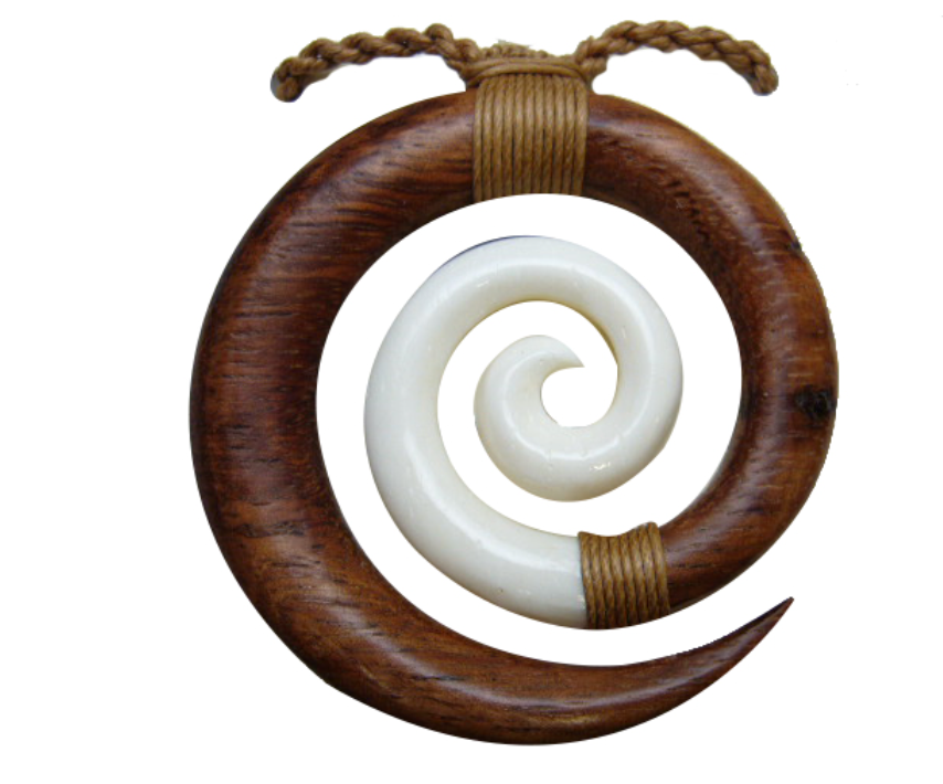 Koa Wood Spiral/ Buffalo Bone  Necklace