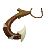 Fishhook with koa wood and bone Maui