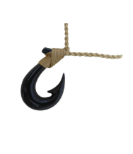 Black Jade Fishhook Necklace