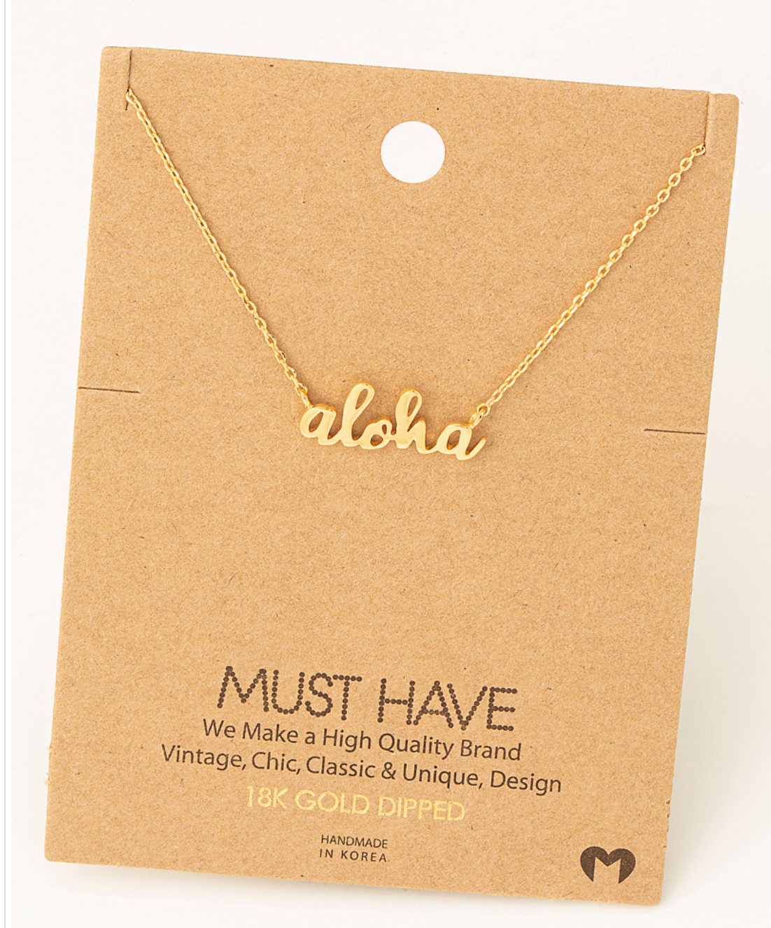 "Aloha" 18K Gold Dipped Hawaiian Necklace