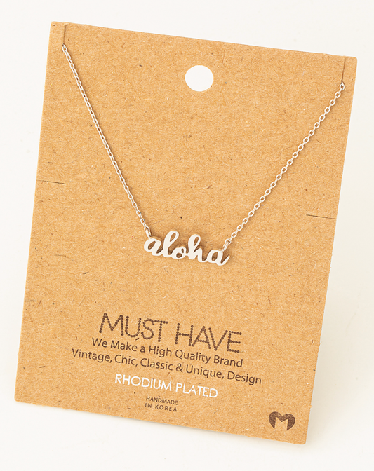 "Aloha" Hawaiian Rhodium Plated Necklace