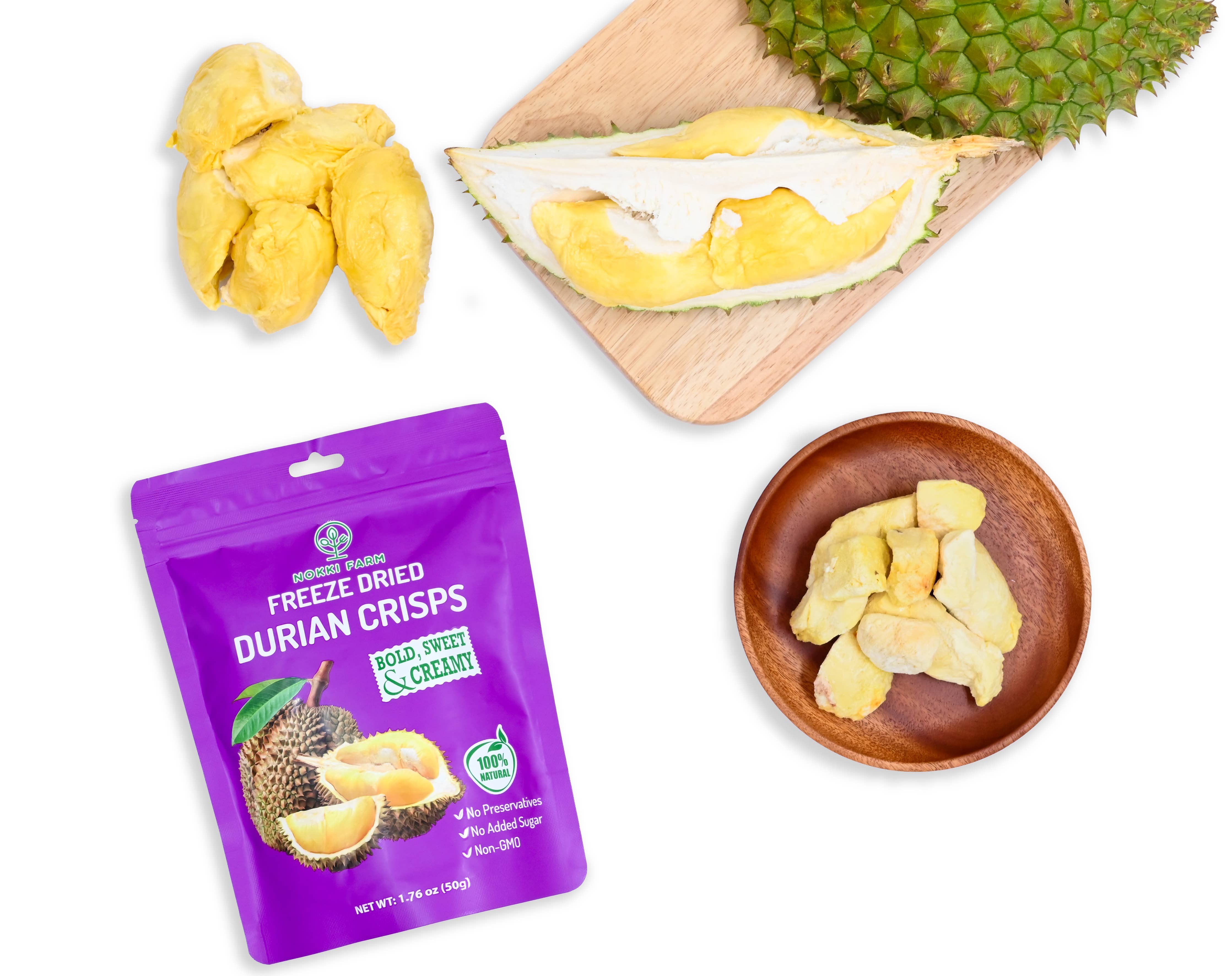 NOKKI FARM Freeze Dried Durian Crisps - No Added Sugar