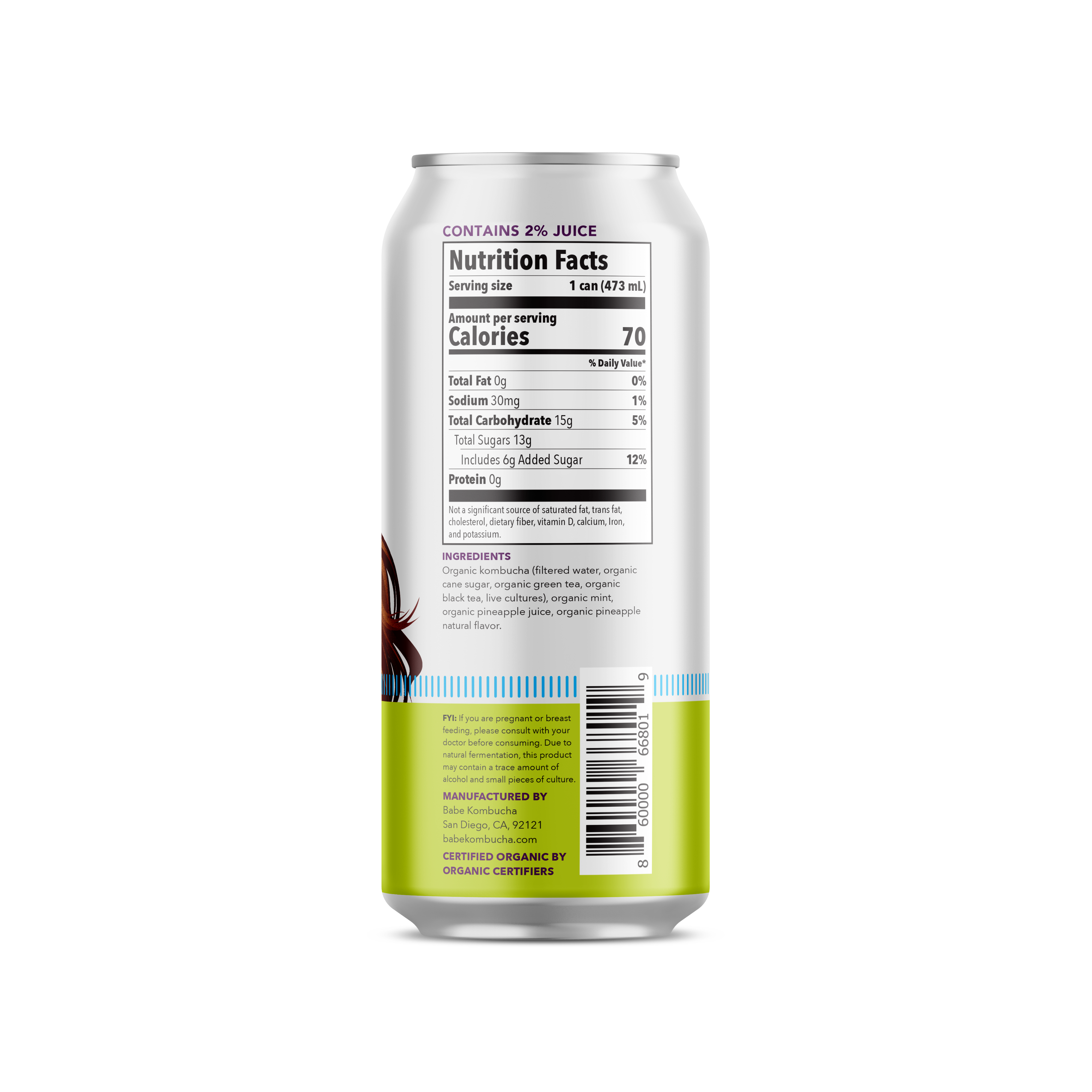 Beach Vibes Kombucha (Pineapple and Mint) - 12 Pack