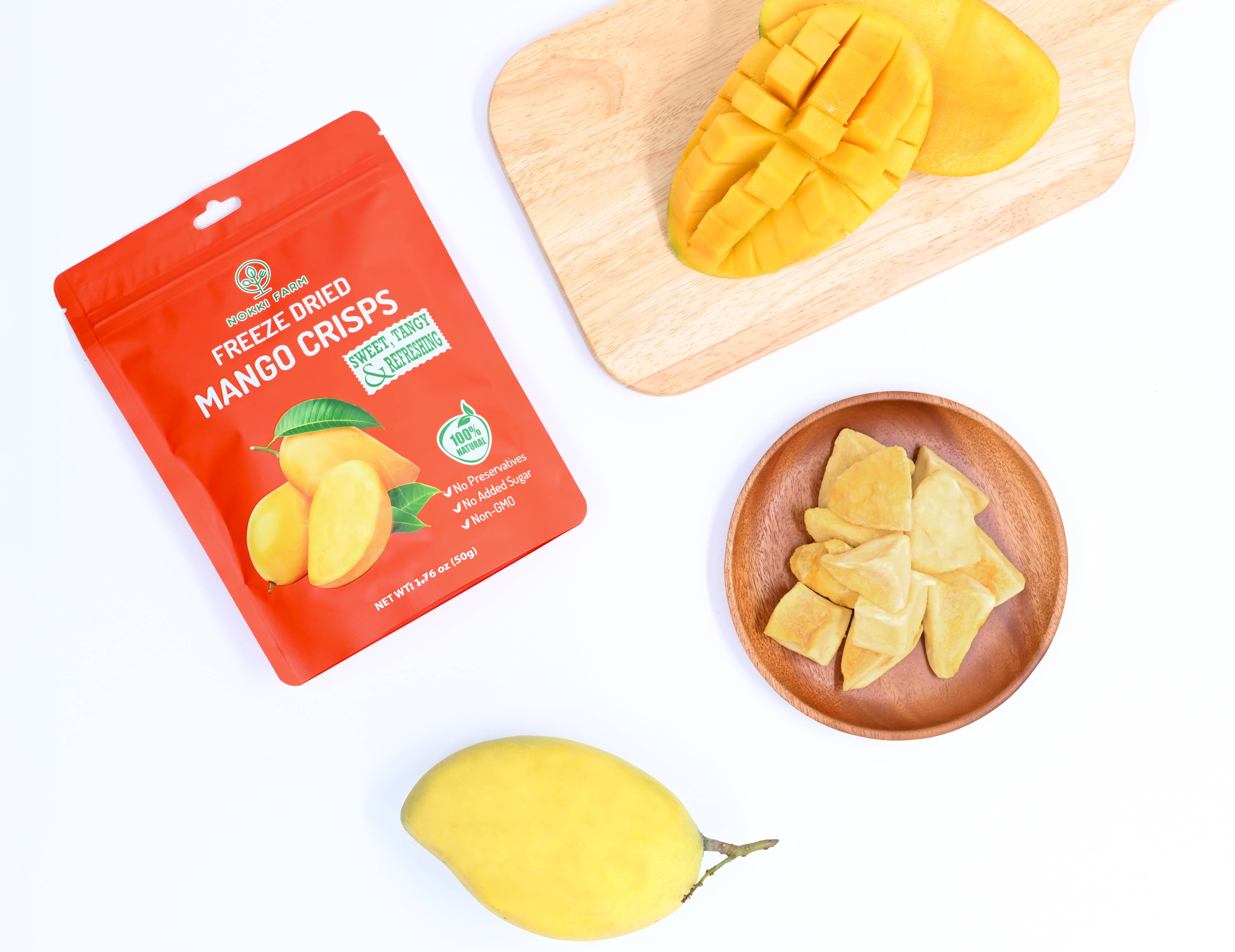 NOKKI FARM Freeze Dried Mango Crisps - No Added Sugar