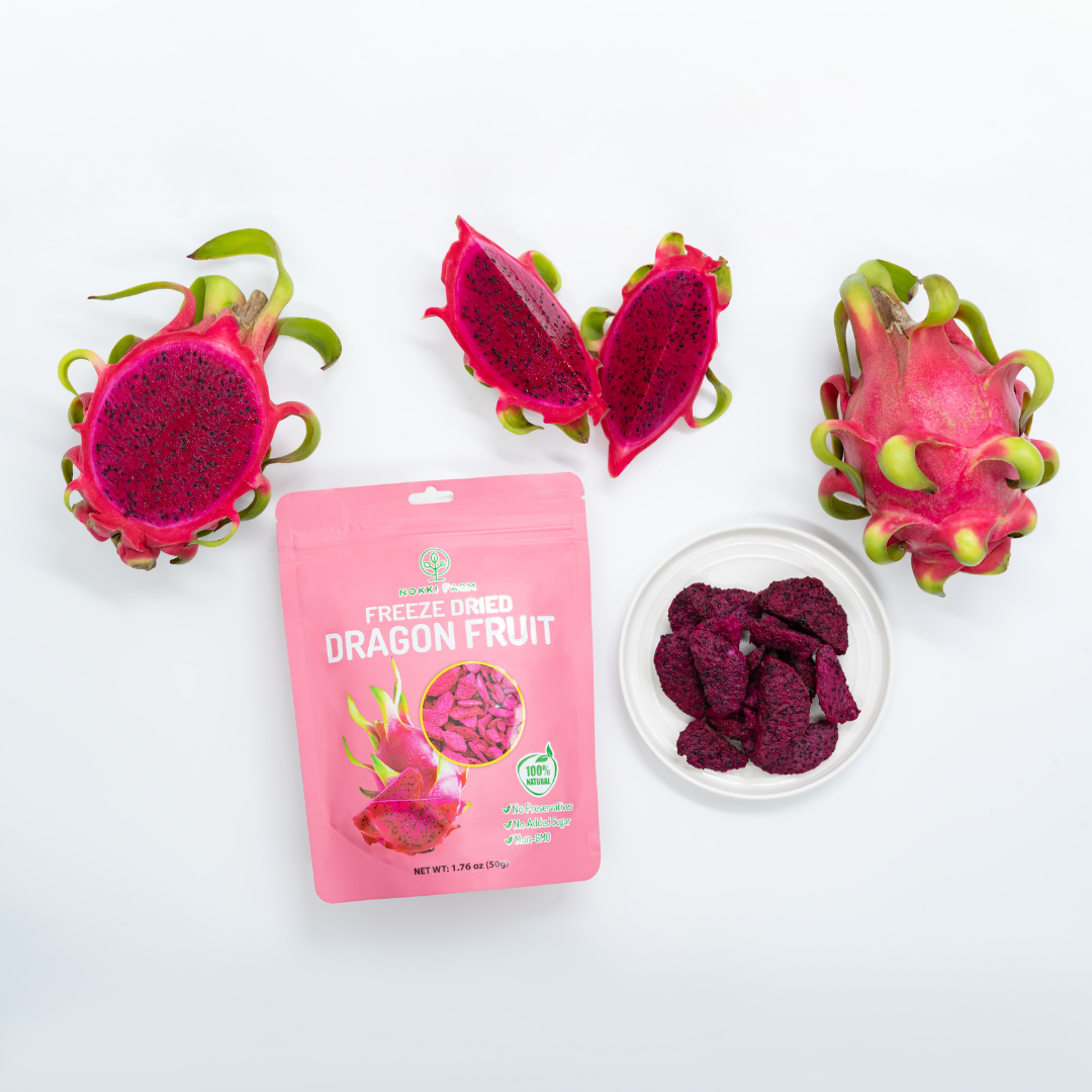 NOKKI FARM Freeze Dried Dragon Fruit Crisps - No Added Sugar