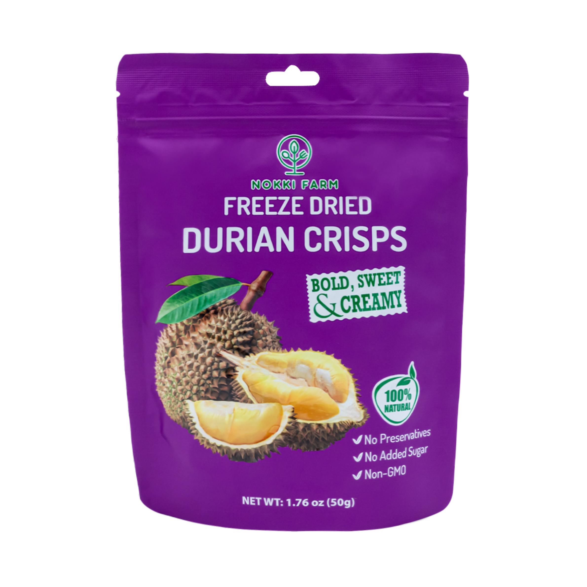 NOKKI FARM Freeze Dried Durian Crisps - No Added Sugar